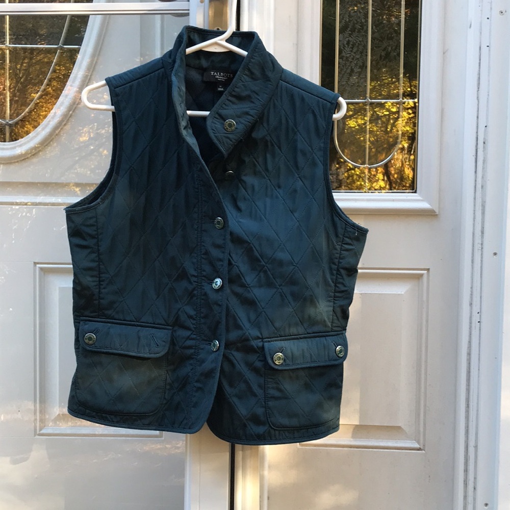 Talbots green vest petite medium